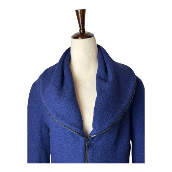 Lafayette 148 Jacket Women 6 Royal Blue Zipper Front Wool Blend Coat Luxury‎ - Picture 3 of 11